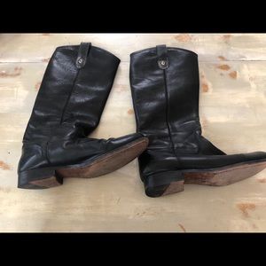 Frye Mellisa button black leather tall boots